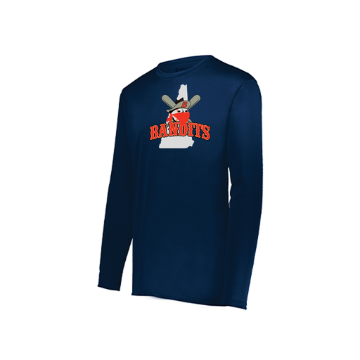 [222823.065.S-LOGO1] Youth LS Smooth Sport Shirt (Youth S, Navy, Logo 1)